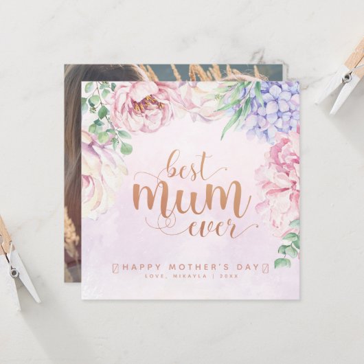 Aquarellfarben Beste Mama-Karte je Foto-Karte Karte (Vorderseite/Rückseite Beispiel)