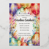 Aquarellfarben Birthday Balloons Blumenfarben Folieneinladung (Vorderseite)