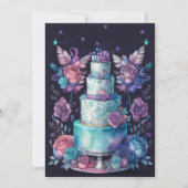 Aquarellfarben Birthday Balloons Cake Navy Lila Einladung (Vorderseite)