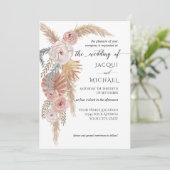 Aquarellfarben Bläschen BOHO Pampas Gras Foliage Einladung (Stehend Vorderseite)