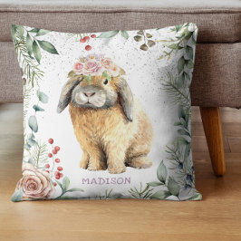 Aquarellfarben Bläschen Kaninchen Personalisierter Kissen