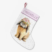 Aquarellfarben Bläschen Kaninchen Personalisierter Kleiner Weihnachtsstrumpf (Vorderansicht (hängend))