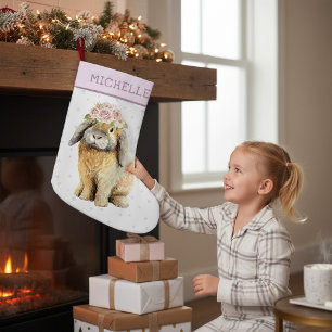 Aquarellfarben Bläschen Kaninchen Personalisierter Kleiner Weihnachtsstrumpf