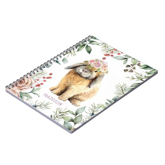 Aquarellfarben Bläschen Kaninchen Personalisierter Notizblock (Linke Seite)