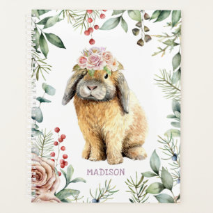 Aquarellfarben Bläschen Kaninchen Personalisierter Planer
