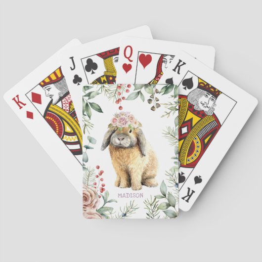 Aquarellfarben Bläschen Kaninchen Personalisierter Spielkarten (Rückseite)