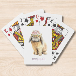 Aquarellfarben Bläschen Kaninchen Personalisierter Spielkarten