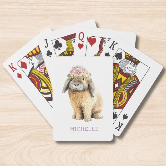 Aquarellfarben Bläschen Kaninchen Personalisierter Spielkarten