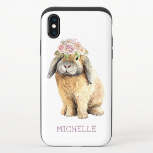 Aquarellfarben Bläschen Kaninchen Personalisierter iPhone X Slider Hülle