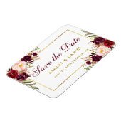 Aquarellfarben Bläserburgund Gold Save the Date Magnet (Linke Seite)