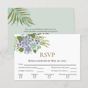 Aquarellfarben-Blätter 04b Hochzeitsszenario RSVP Karte