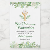 Aquarellfarben Blätter Erste Kommune Kleines Spani Weinetikett (Einzelnes Label)