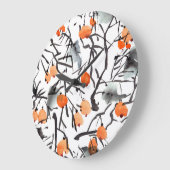 Aquarellfarben Blätter Große Wanduhr (Winkel)