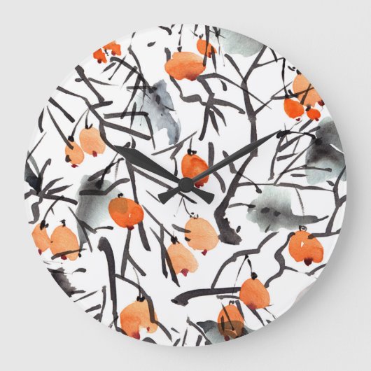 Aquarellfarben Blätter Große Wanduhr (Vorderseite)