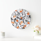 Aquarellfarben Blätter Große Wanduhr (Zuhause)