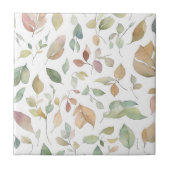 Aquarellfarben Blätter Grüne Erdtöne Fliese (Vorderseite)