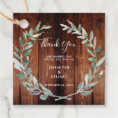 Aquarellfarben Blätter Holz Hochzeit Vielen Dank Geschenkanhänger (Vorderseite)