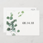 Aquarellfarben-Blätter Save the Date Postkarte (Vorne/Hinten)