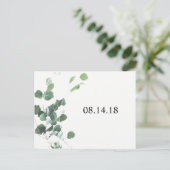 Aquarellfarben-Blätter Save the Date Postkarte (Stehend Vorderseite)