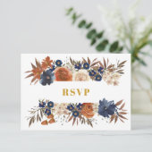 Aquarellfarben Blau Beige Ecru Boho Wedding RSVP Karte (Stehend Vorderseite)