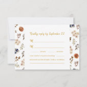 Aquarellfarben Blau Beige Ecru Boho Wedding RSVP Karte (Rückseite)
