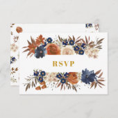 Aquarellfarben Blau Beige Ecru Boho Wedding RSVP Karte (Vorne/Hinten)