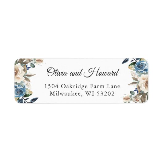 Aquarellfarben Blau Beige Rustikale Boho Floral (Vorne)