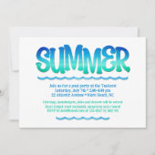 Aquarellfarben Blau & Grüne Wellen Sommer Party Einladung (Vorderseite)