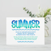 Aquarellfarben Blau & Grüne Wellen Sommer Party Einladung (Stehend Vorderseite)