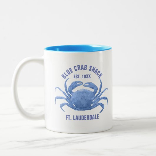 Aquarellfarben Blau-Krebserkennung - Benutzerdefin Zweifarbige Tasse (Links)