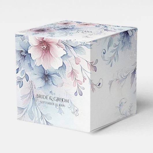 Aquarellfarben Blau Pink Floral Gefallen Box Geschenkschachtel (Vorderseite)