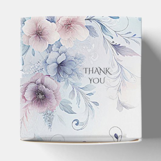 Aquarellfarben Blau Pink Floral Gefallen Box Geschenkschachtel (Oben)