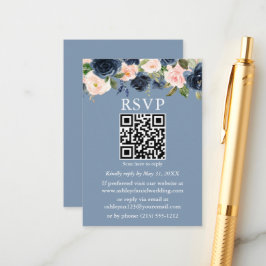 Aquarellfarben Blau Pink Floral QR UAWG Begleitkarte