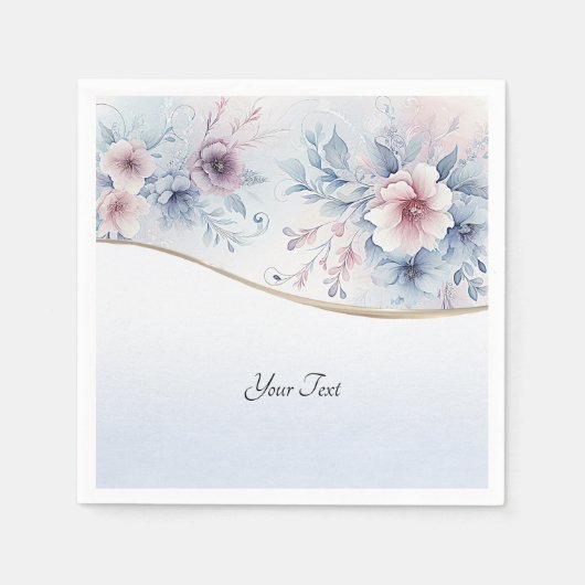 Aquarellfarben Blau Rosa florale Napkins Serviette (Vorderseite)