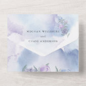 Aquarellfarben, blau, sehr peri, alles in einem all in one einladung (Rückseite)