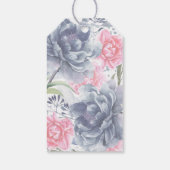 Aquarellfarben Blau- und Rosa-Blume Hochzeit Geschenkanhänger (Rückseite)