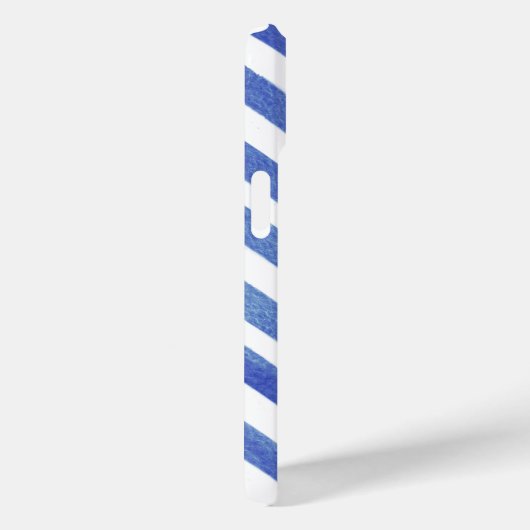 Aquarellfarben Blau und Weiße Streifen Case-Mate iPhone Hülle (Rückseite / Rechts)