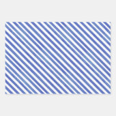 Aquarellfarben Blau und Weiße Streifen Geschenkpapier Set (Vorderseite 2)