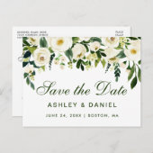 Aquarellfarben Blau Weiß Save the Date GS Ankündigungspostkarte (Vorne/Hinten)