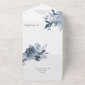 Aquarellfarben, blaue Blüte, weißer QR-Code All In One Einladung (Außenbereich)