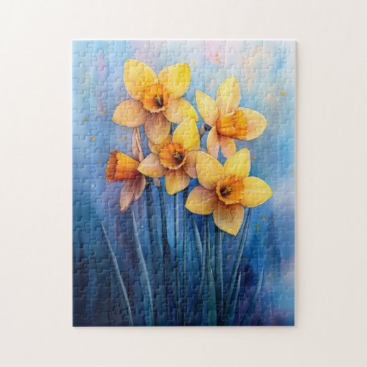 Aquarellfarben - Blaue Hintergrundfarbe Puzzle (Vertikal)