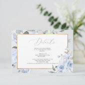 Aquarellfarben, blaue Rose - DETAILS-KARTEN Einladung (Stehend Vorderseite)