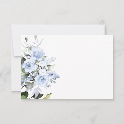 Aquarellfarben, blaue Rose - DETAILS-KARTEN Einladung (Rückseite)