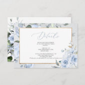 Aquarellfarben, blaue Rose - DETAILS-KARTEN Einladung (Vorne/Hinten)