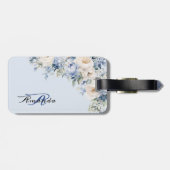 Aquarellfarben Blauer Elfenbein Blume Gepäckanhänger (Rückseite horizontal)
