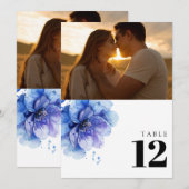 Aquarellfarben, blauer Foto Tischnummer (Vorne/Hinten)