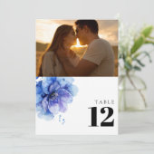 Aquarellfarben, blauer Foto Tischnummer (Stehend Vorderseite)