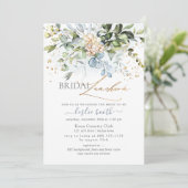 Aquarellfarben Blauer Gum Eukalyptus-Brautparty Einladung (Stehend Vorderseite)