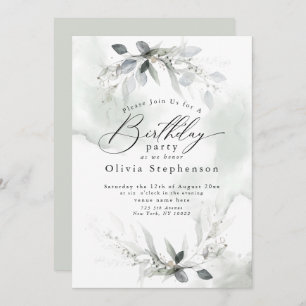 Aquarellfarben Blauer Mohn Geburtstagsfeier Einlad Einladung