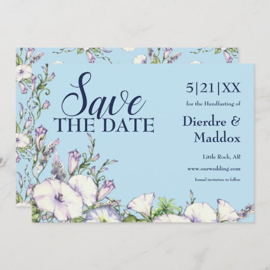 Aquarellfarben Blauer Morgengrauen Glorienhandgefü Save The Date (Vorne/Hinten)